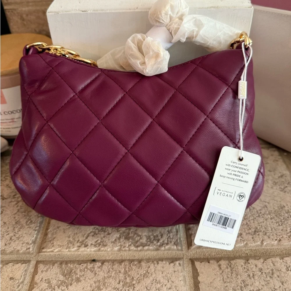 Very nice and high end look Going out Plum quilted shoulder bag with chain - Picture 2 of 9
